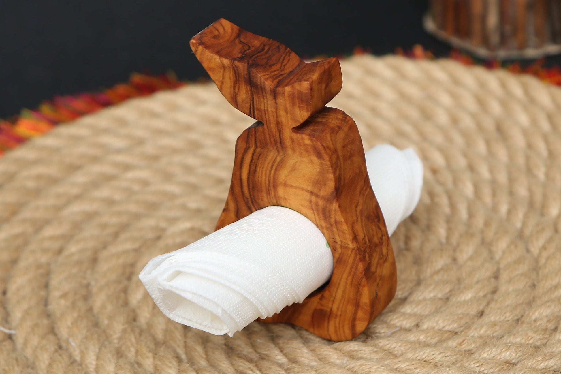 Olive Wood Boat Shaped Napkin Holder, natural, handmade, decor, gift