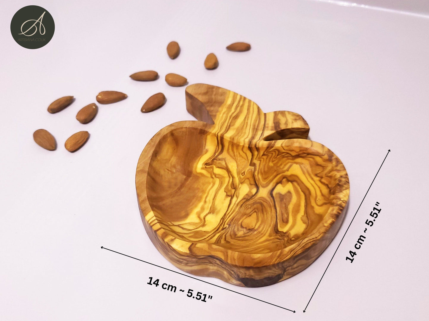 Olive Wood Apple shaped Dish, nut dish, crackers dish, kitchen, restaurant, living room, Sustainably Sourced, Eco-Friendly, handmade, gift